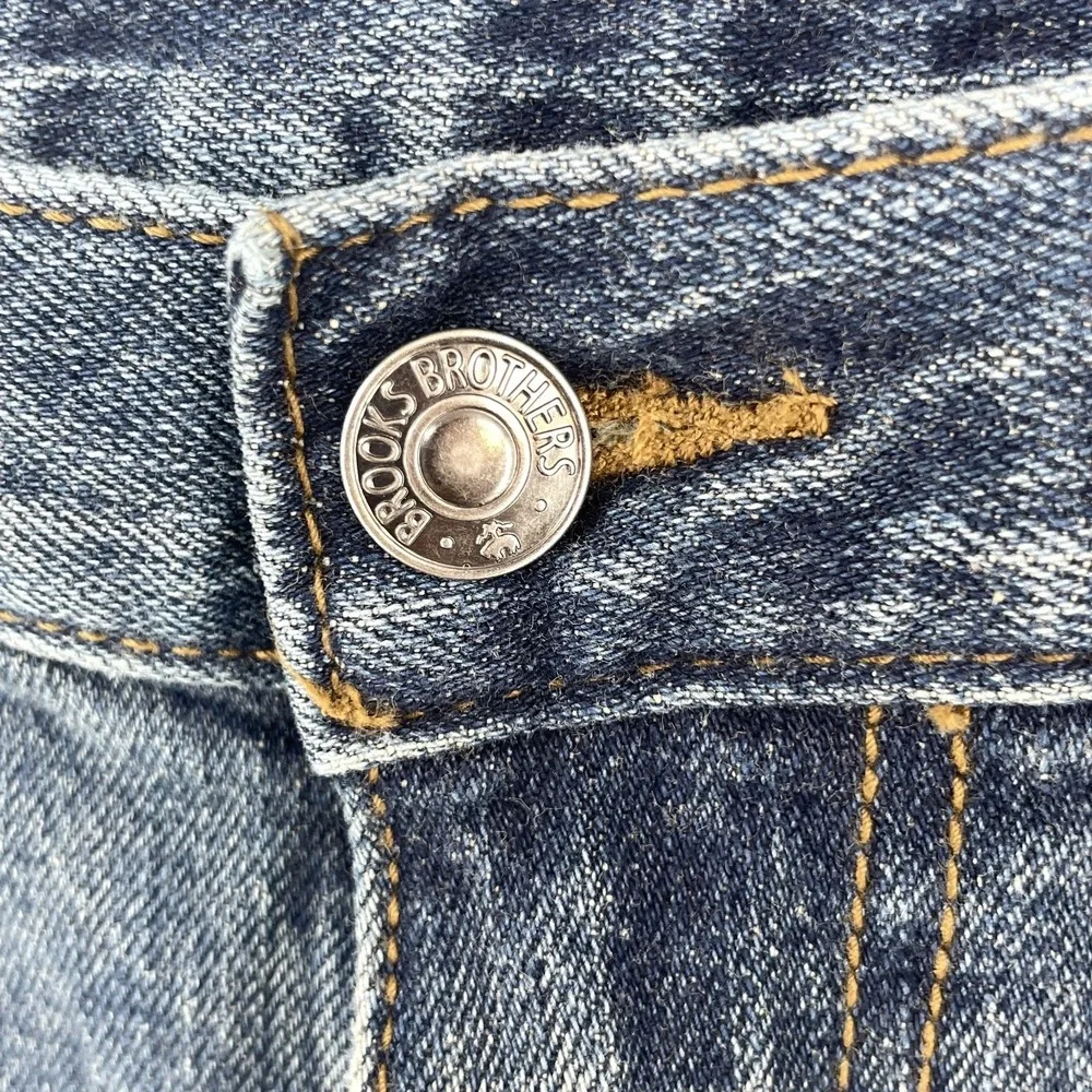 Brooks Brothers Jeans Mens 36 (FITS 33x29) Straight Faded Whiskered Denim Preppy
